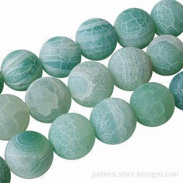 4 to 18mm round green frosted agate semi-precious loose gemstone beads